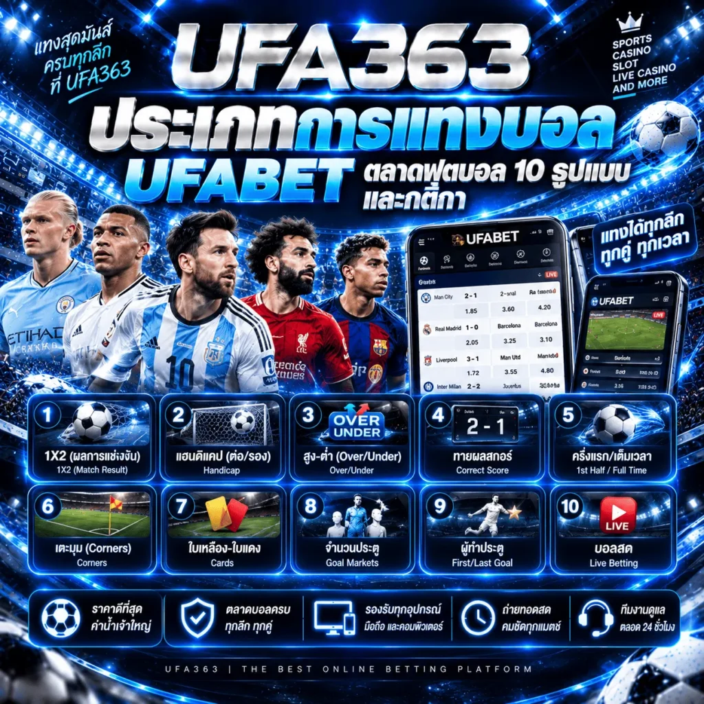 ประเภทการแทงบอล UFABET ตลาดฟุตบอล 10 รูปแบบและกติกา
