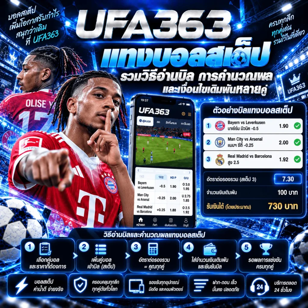 แทงบอลสเต็ป UFABET รวมวิธีอ่านบิล การคำนวณผล และเงื่อนไขเดิมพันหลายคู่